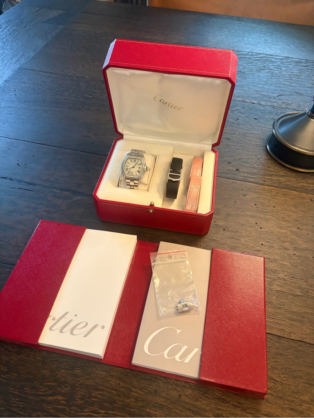 Cartier Roadster Womens Watch with original box, extra straps, links and cert